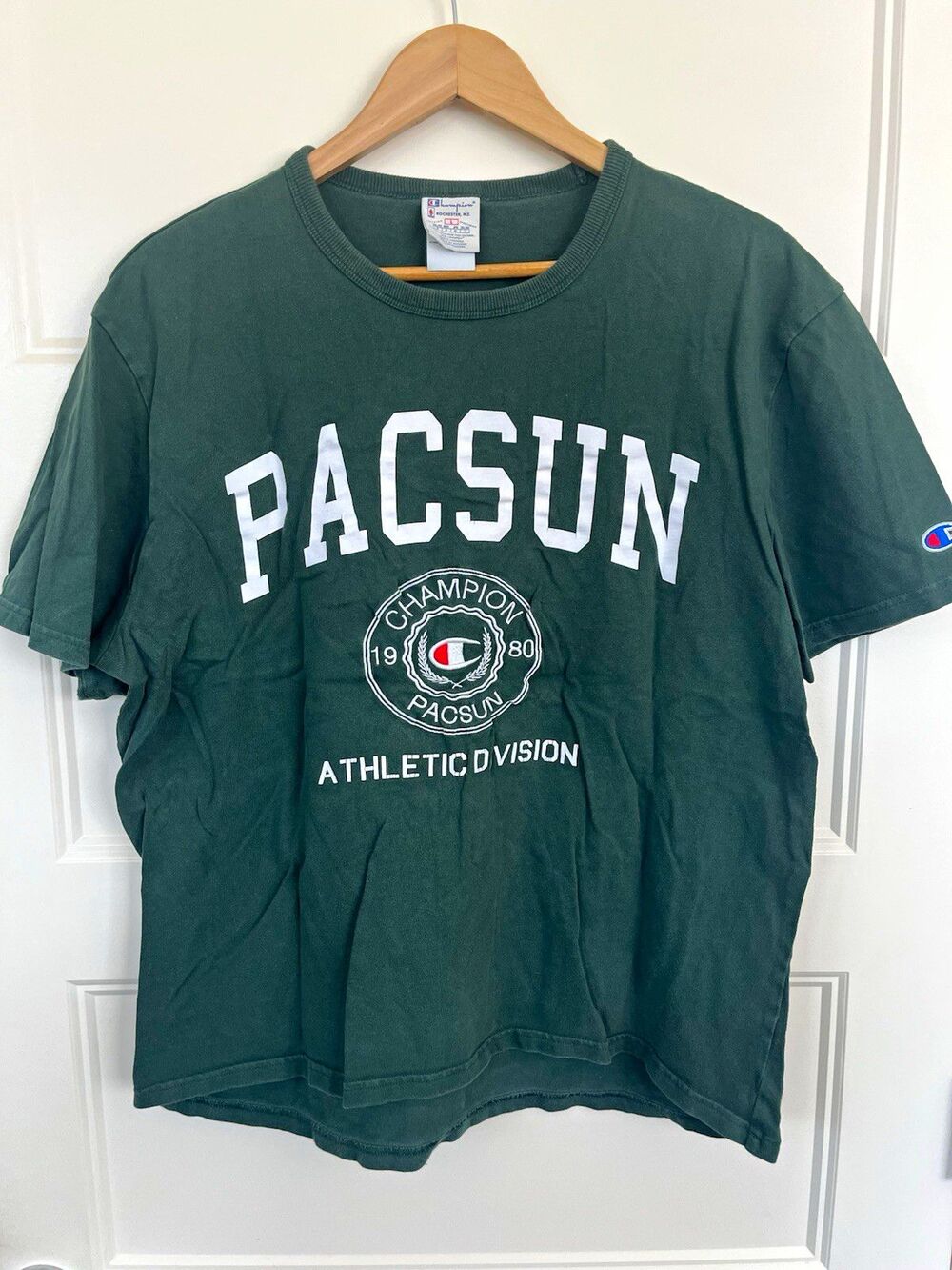 Champion Pacific Sunwear Athletic Dept Crewneck Tee Green Large Vintage Style L